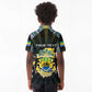 Personalized Gabon Roots Kid Polo Shirt African Pride in Fingerprint and Tribal Colors