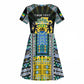 Personalized Gabon Roots Kid Short Sleeve Dress African Pride in Fingerprint and Tribal Colors