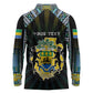 Personalized Gabon Roots Long Sleeve Polo Shirt African Pride in Fingerprint and Tribal Colors