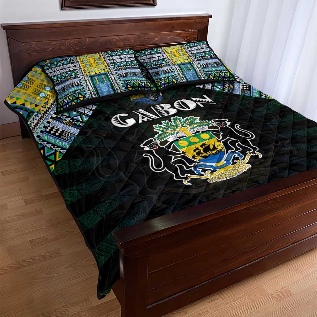 Gabon Roots Quilt Bed Set African Pride in Fingerprint and Tribal Colors