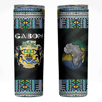 Gabon Roots Skinny Tumbler African Pride in Fingerprint and Tribal Colors