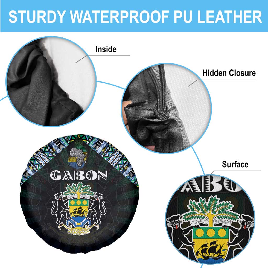 Gabon Roots Spare Tire Cover African Pride in Fingerprint and Tribal Colors