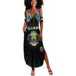 Personalized Gabon Roots Summer Maxi Dress African Pride in Fingerprint and Tribal Colors