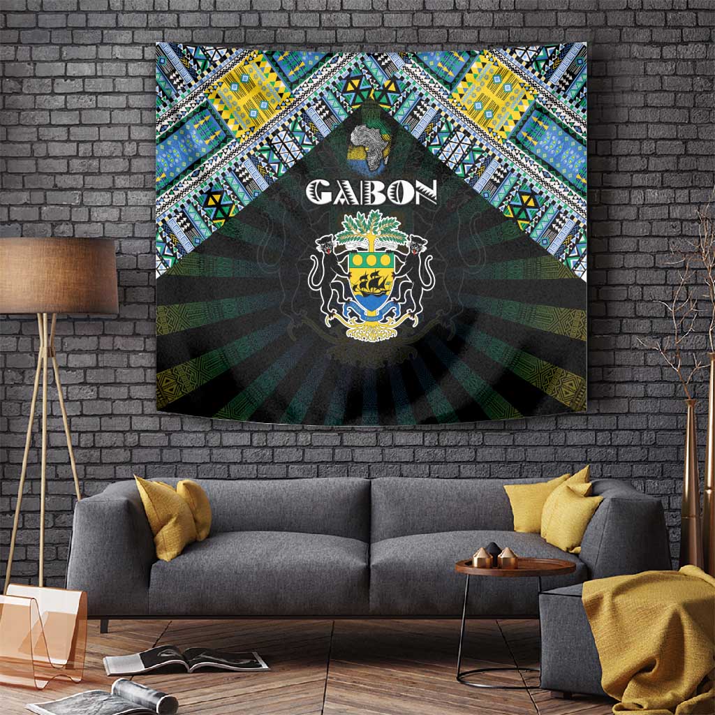 Gabon Roots Tapestry African Pride in Fingerprint and Tribal Colors