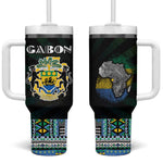 Gabon Roots Tumbler With Handle African Pride in Fingerprint and Tribal Colors