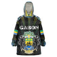 Personalized Gabon Roots Wearable Blanket Hoodie African Pride in Fingerprint and Tribal Colors