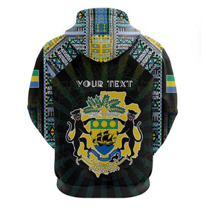 Personalized Gabon Roots Zip Hoodie African Pride in Fingerprint and Tribal Colors