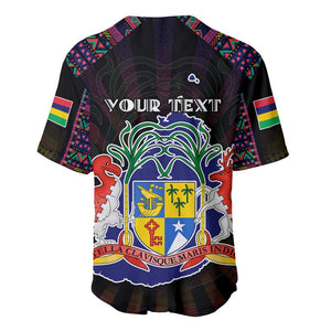 Personalized Mauritius Roots Baseball Jersey African Pride in Fingerprint and Tribal Colors