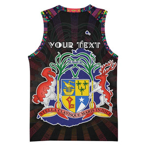 Personalized Mauritius Roots Basketball Jersey African Pride in Fingerprint and Tribal Colors DT02