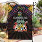 Mauritius Roots Garden Flag African Pride in Fingerprint and Tribal Colors