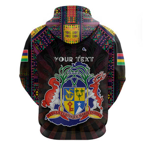 Personalized Mauritius Roots Hoodie African Pride in Fingerprint and Tribal Colors