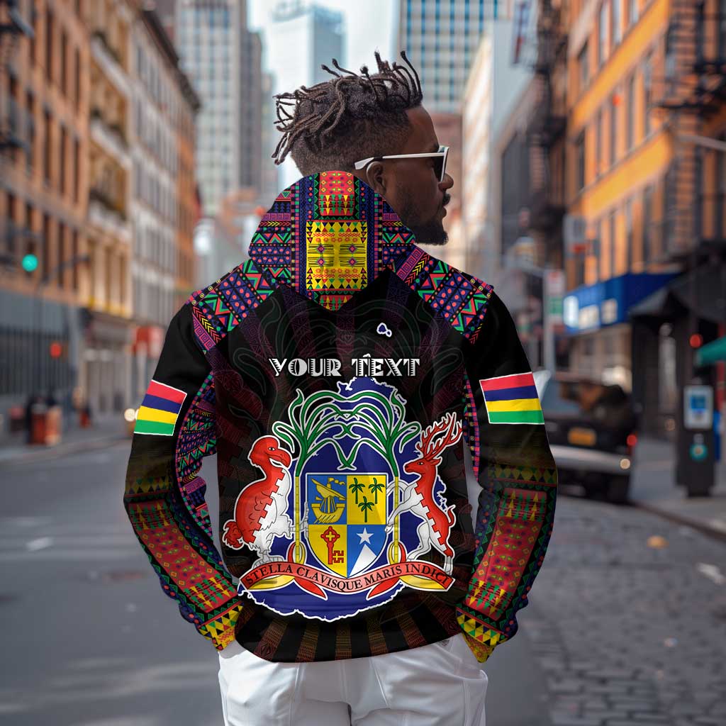 Personalized Mauritius Roots Hoodie African Pride in Fingerprint and Tribal Colors