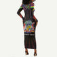 Personalized Mauritius Roots Long Sleeve Bodycon Dress African Pride in Fingerprint and Tribal Colors