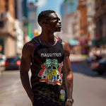 Personalized Mauritius Roots Men Tank Top African Pride in Fingerprint and Tribal Colors