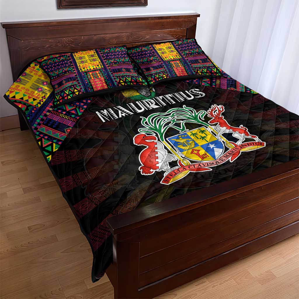 Mauritius Roots Quilt Bed Set African Pride in Fingerprint and Tribal Colors