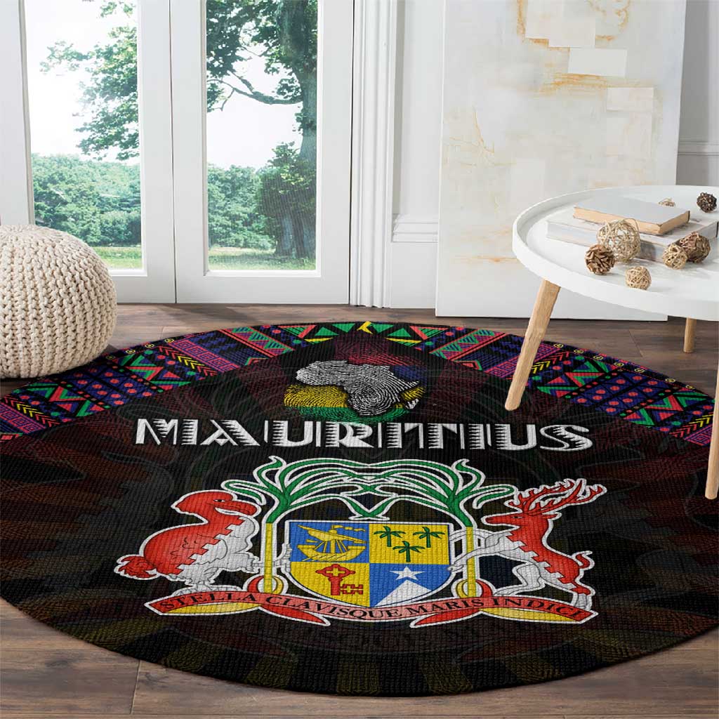 Mauritius Roots Round Carpet African Pride in Fingerprint and Tribal Colors