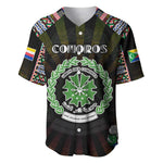 Personalized Comoros Roots Baseball Jersey African Pride in Fingerprint and Tribal Colors