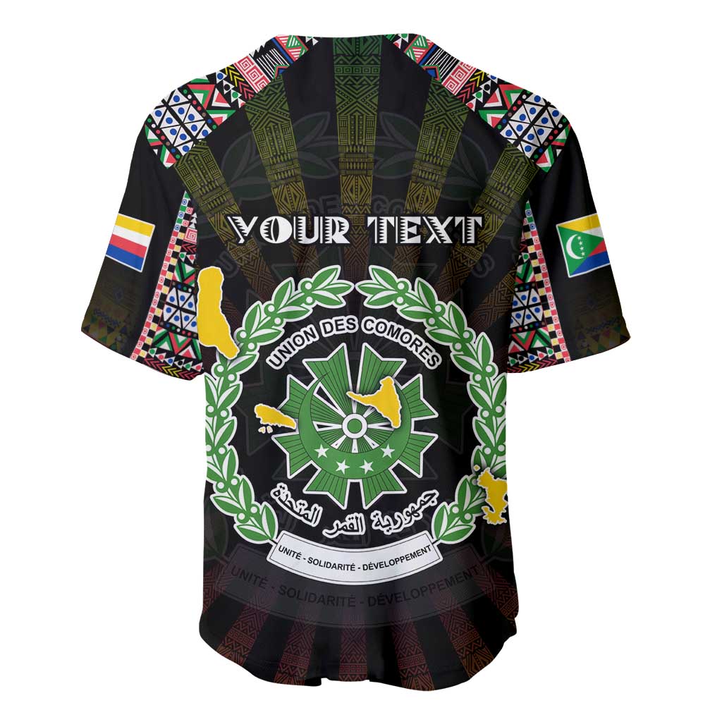 Personalized Comoros Roots Baseball Jersey African Pride in Fingerprint and Tribal Colors