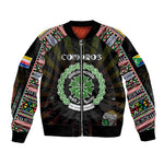 Personalized Comoros Roots Bomber Jacket African Pride in Fingerprint and Tribal Colors