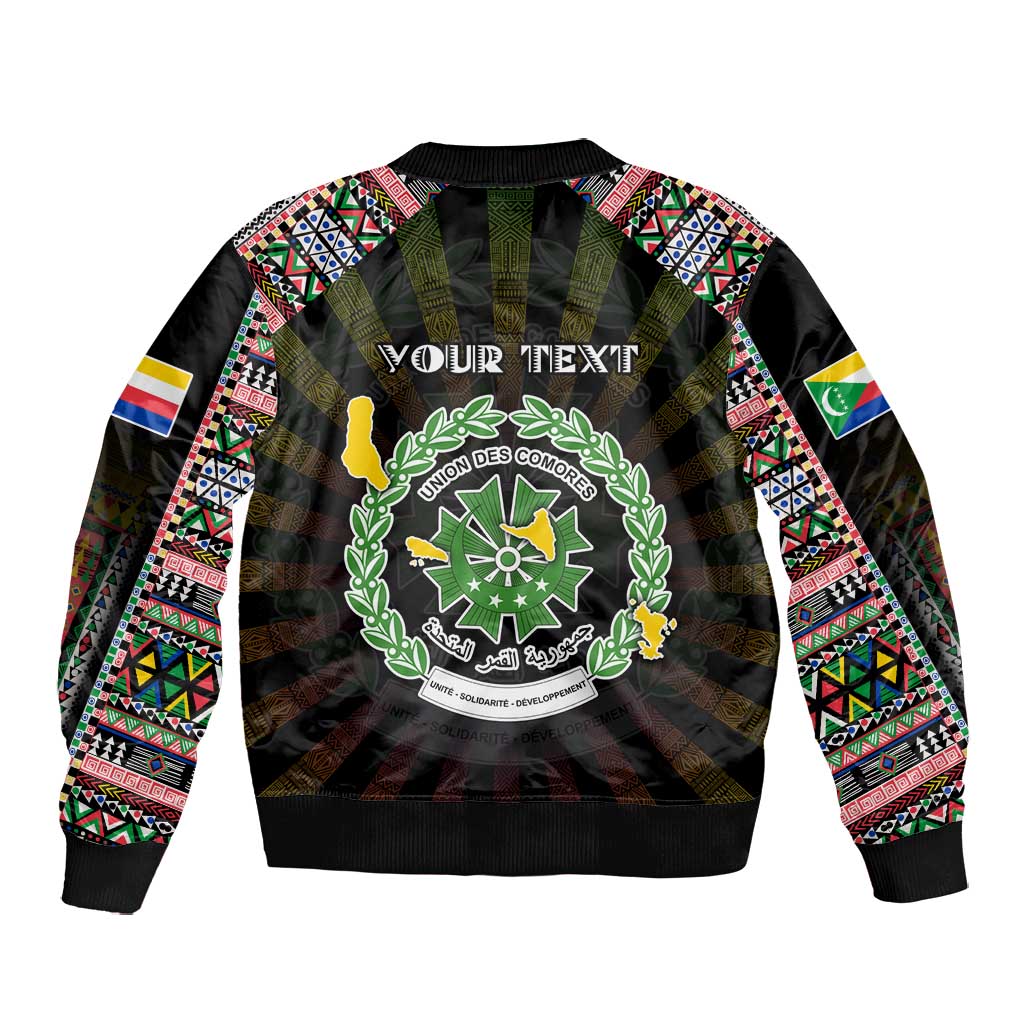 Personalized Comoros Roots Bomber Jacket African Pride in Fingerprint and Tribal Colors