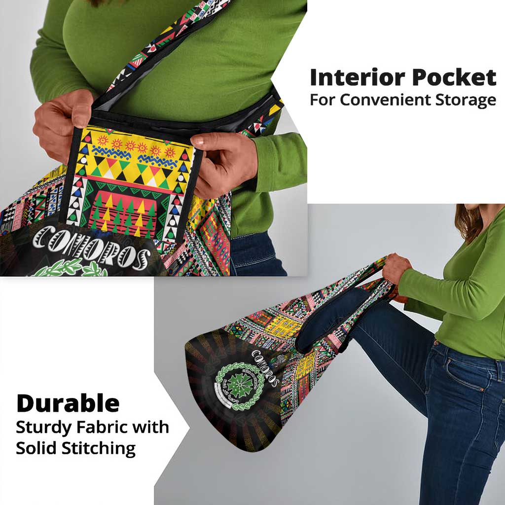 Comoros Roots Grocery Bag African Pride in Fingerprint and Tribal Colors