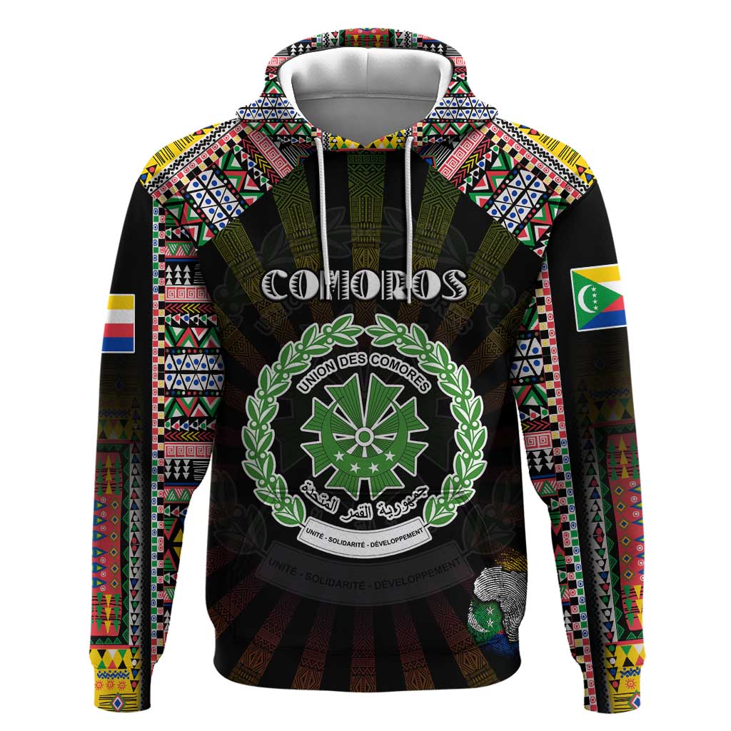 Personalized Comoros Roots Hoodie African Pride in Fingerprint and Tribal Colors