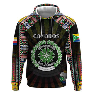 Personalized Comoros Roots Hoodie African Pride in Fingerprint and Tribal Colors