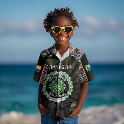 Personalized Comoros Roots Kid Hawaiian Shirt African Pride in Fingerprint and Tribal Colors
