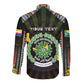 Personalized Comoros Roots Long Sleeve Button Shirt African Pride in Fingerprint and Tribal Colors