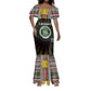 Personalized Comoros Roots Mermaid Dress African Pride in Fingerprint and Tribal Colors
