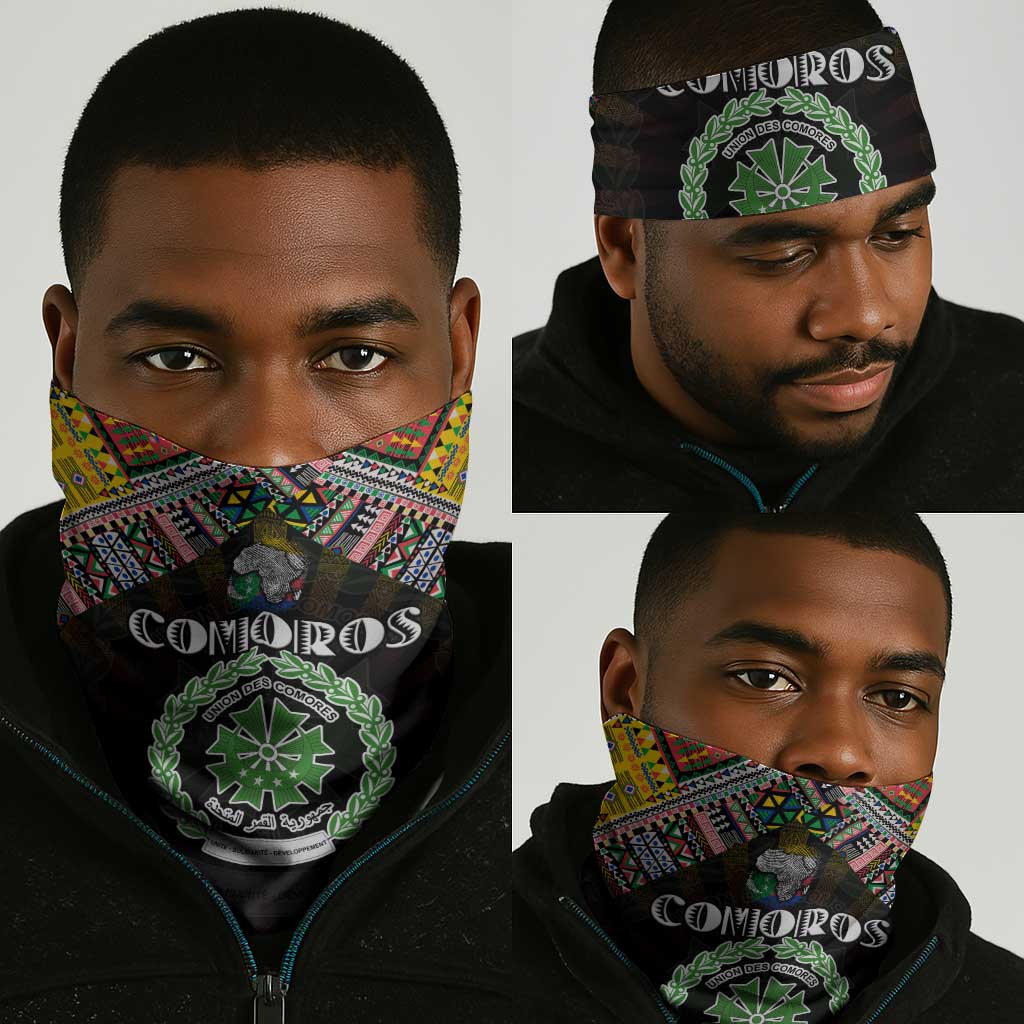 Comoros Roots Neck Gaiter African Pride in Fingerprint and Tribal Colors DT02