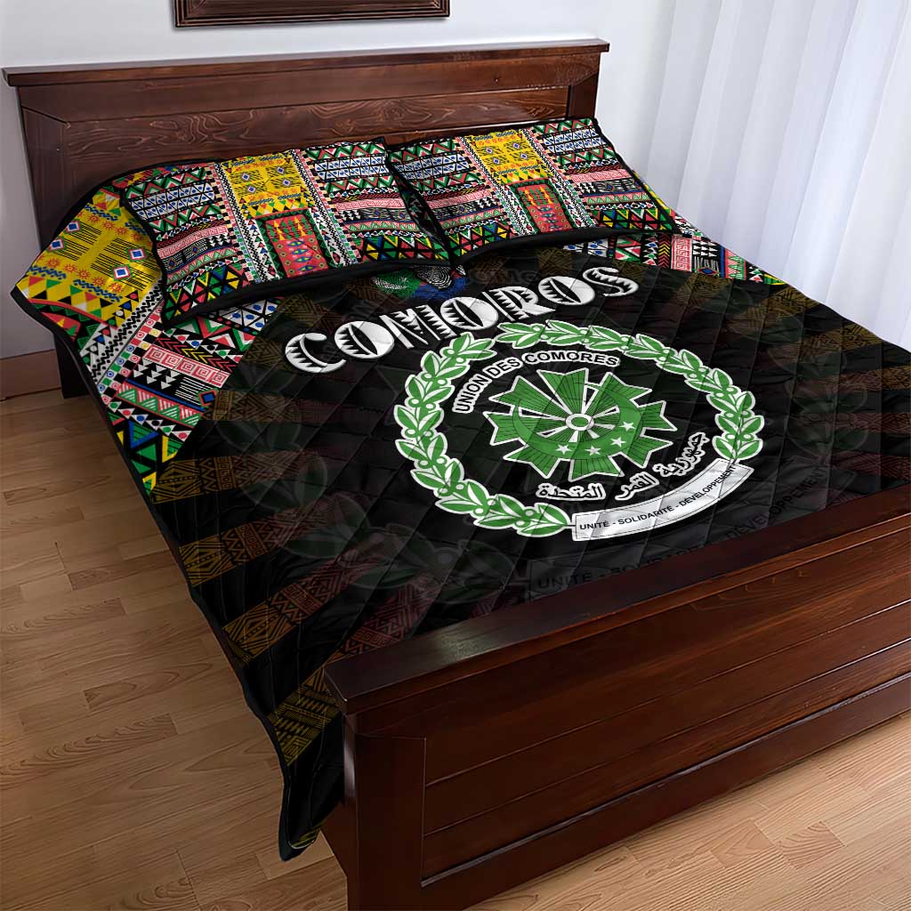 Comoros Roots Quilt Bed Set African Pride in Fingerprint and Tribal Colors
