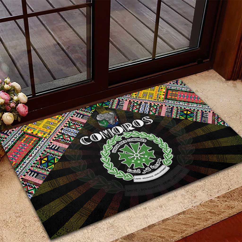 Comoros Roots Rubber Doormat African Pride in Fingerprint and Tribal Colors
