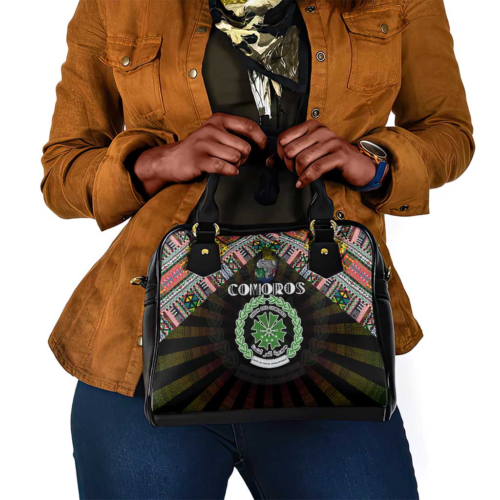 Comoros Roots Shoulder Handbag African Pride in Fingerprint and Tribal Colors