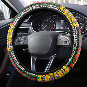 Comoros Roots Steering Wheel Cover African Pride in Fingerprint and Tribal Colors
