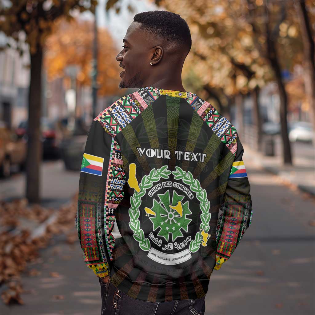 Personalized Comoros Roots Sweatshirt African Pride in Fingerprint and Tribal Colors