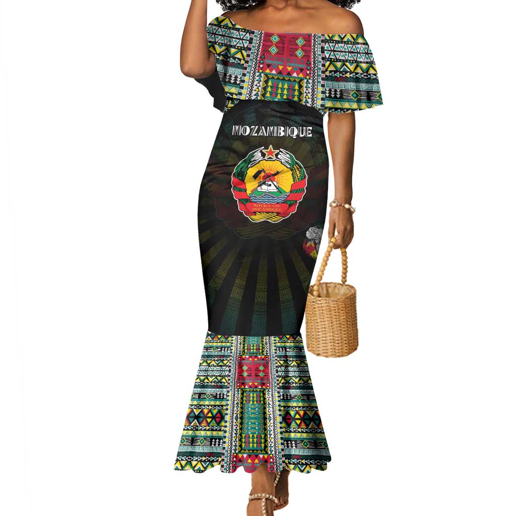 Personalized Mozambique Roots Mermaid Dress African Pride in Fingerprint and Tribal Colors