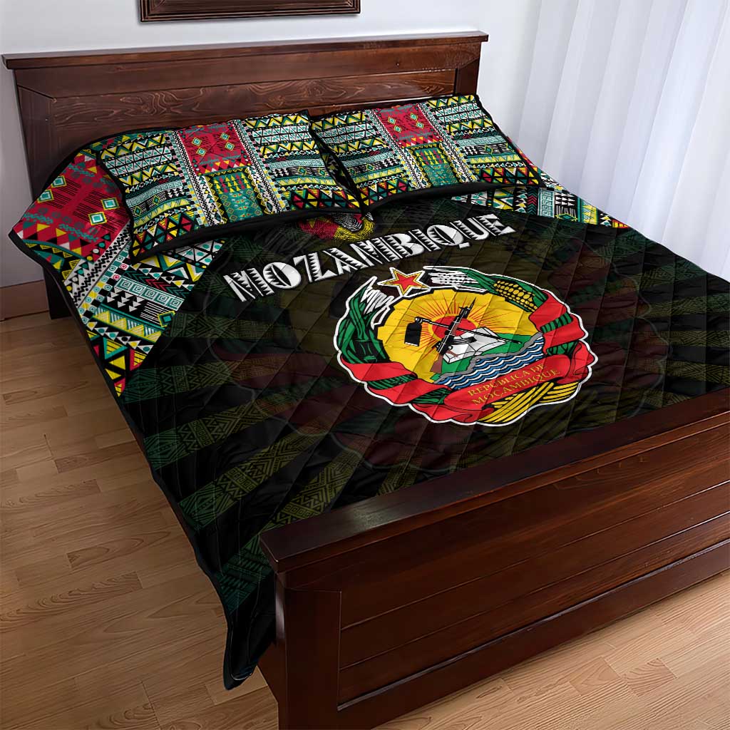 Mozambique Roots Quilt Bed Set African Pride in Fingerprint and Tribal Colors