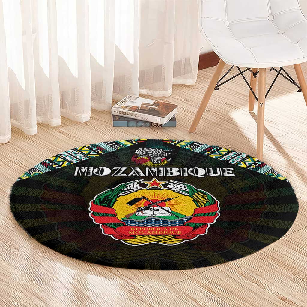 Mozambique Roots Round Carpet African Pride in Fingerprint and Tribal Colors