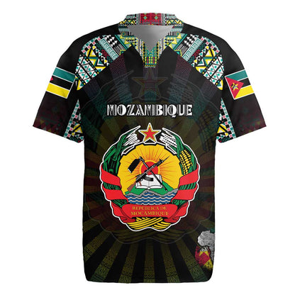 Personalized Mozambique Roots Rugby Jersey African Pride in Fingerprint and Tribal Colors