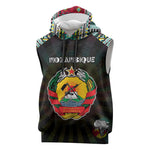 Personalized Mozambique Roots Sleeveless Hoodie African Pride in Fingerprint and Tribal Colors - African Pride