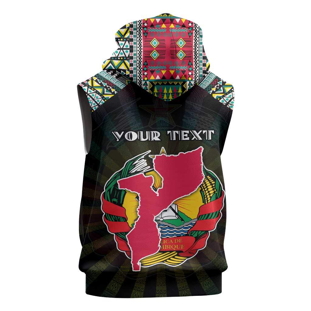 Personalized Mozambique Roots Sleeveless Zip Hoodie African Pride in Fingerprint and Tribal Colors - African Pride