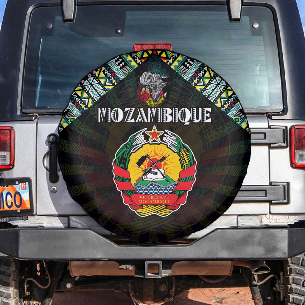 Mozambique Roots Spare Tire Cover African Pride in Fingerprint and Tribal Colors