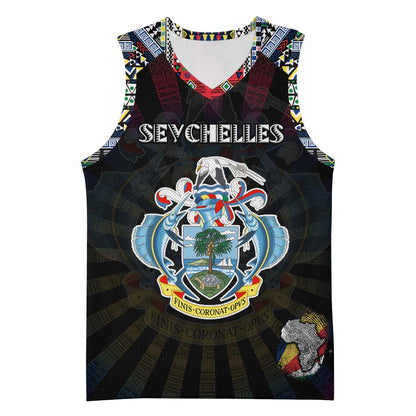 Personalized Seychelles Roots Basketball Jersey African Pride in Fingerprint and Tribal Colors DT02