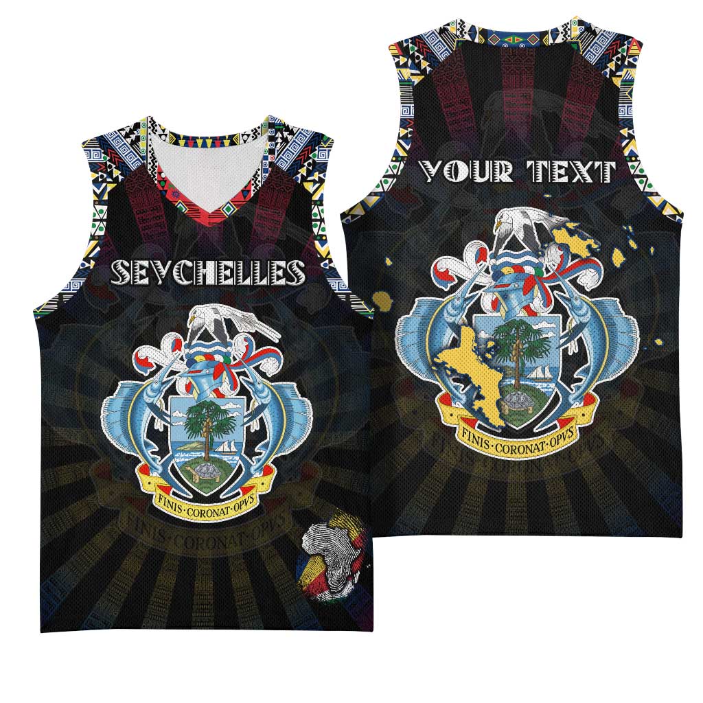 Personalized Seychelles Roots Basketball Jersey African Pride in Fingerprint and Tribal Colors DT02