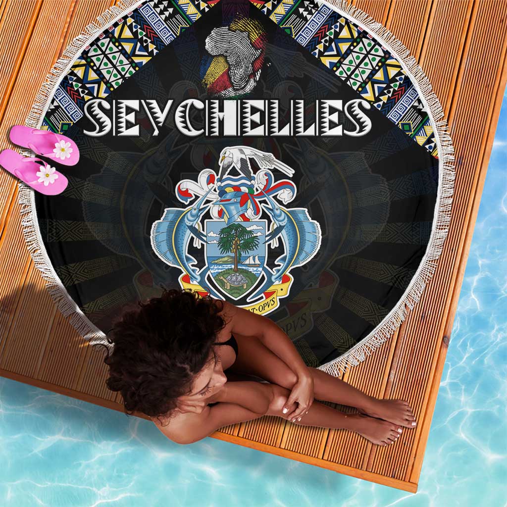 Seychelles Roots Beach Blanket African Pride in Fingerprint and Tribal Colors