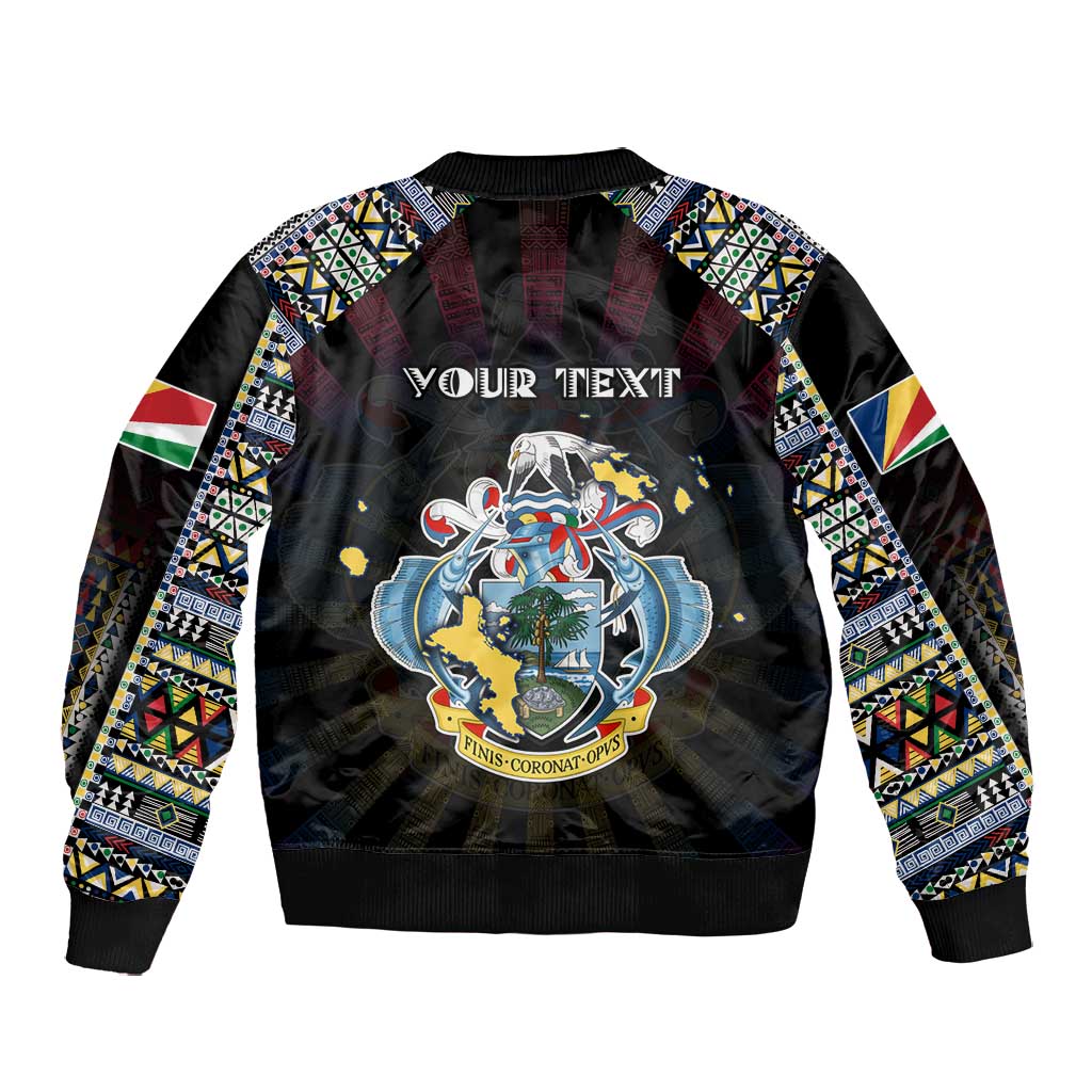 Personalized Seychelles Roots Bomber Jacket African Pride in Fingerprint and Tribal Colors