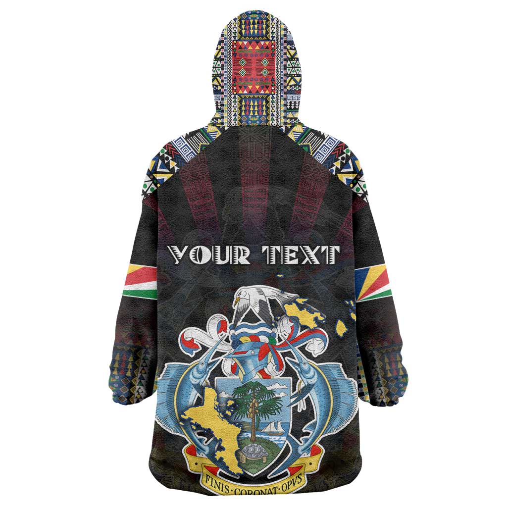 Personalized Seychelles Roots Kid Wearable Blanket Hoodie African Pride in Fingerprint and Tribal Colors