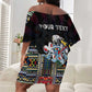 Personalized Seychelles Roots Off Shoulder Short Dress African Pride in Fingerprint and Tribal Colors
