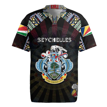 Personalized Seychelles Roots Rugby Jersey African Pride in Fingerprint and Tribal Colors